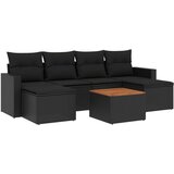 Maison Chic Seti vrtnega pohištva - Vrtna garnitura - Vrtni pohištvo set 7-delna z blazinami črn poli ratan, (21801533) | Shoptok.si