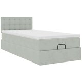 vidaXL Otomanski posteljni okvir z vzmetnico siv 100x200 cm žamet | Shoptok.si