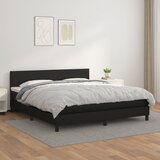 The Living Store Box spring postelja z vzmetnico črn 180x200 cm umetno usnje - Box Spring Postelja, (21503575) Cene