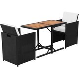  3-dijelni bistro set od poliratana s jastucima crni | shoptok.hr