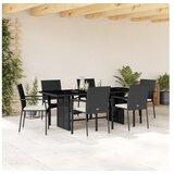 vidaXL 7-dijelni vrtni blagovaonski set s jastucima crni od poliratana | shoptok.hr