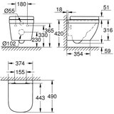 Grohe 39693000 euro ceramic viseča brezrobna wc školjka z wc desko s počasnim zapiranjem | Shoptok.si