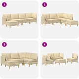  Set namještaja za dnevni boravak s jastukom 5 pcs Krem Tkanina | shoptok.hr