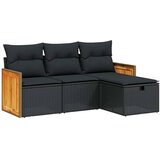  4-dijelni set vrtnih sofa od poliratana s jastucima crni | shoptok.hr