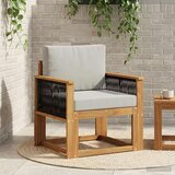  Srednja sofa za van Čvrsto drvo akacije Prirodna - Prirodna i svjetlosiva Crno užad | shoptok.hr