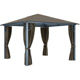  Sjenica sa zastorima i LED svjetlima 300 x 300 cm smeđe-siva | shoptok.hr
