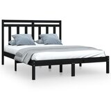 The Living Store Posteljni okvir črn iz trdnega lesa 140x190 cm - Posteljni Okvir, (21526168) | Shoptok.si