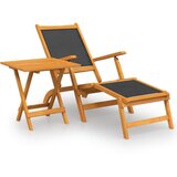 Maison Chic Zunanji Ležalnik - Sončna ležalnik z mizo iz trdnega akacijevega lesa in tekstila, (22043395) | Shoptok.si