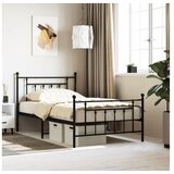 vidaXL Metalni okvir kreveta uzglavlje i podnožje crni 107x203 cm | shoptok.hr