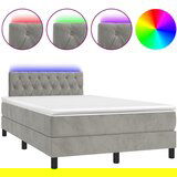 Maison Chic Box spring postelja - Vzmetna postelja z vzmetnico LED svetlo siva 120x200cm žamet SL15777, (21896154) | Shoptok.si