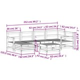  Vrtna sedežna garnitura 7-delna bela trdna borovina, (21145554) | Shoptok.si