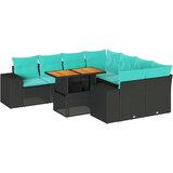  Vrtna sedežna garnitura 9-delna z blazinami črn poli ratan, (22048230) | Shoptok.si