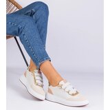 Gemre Beige women's Velcro sneakers decorated with glitter Kasabella | Shoptok.si