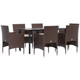  7-dijelni vrtni blagovaonski set s jastucima smeđe-crni | Eponuda.com