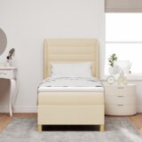 Box spring postelja z blazino krem 90x200 cm tkanina, (22080968) | Shoptok.si