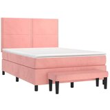  Box spring postelja z vzmetnico roza 140x200 cm žamet | Shoptok.si