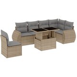 Maison Chic Seti vrtnega pohištva - Vrtna garnitura - Vrtni pohištvo set 7-delna z blazinami bež poli ratan, (21805034) | Shoptok.si