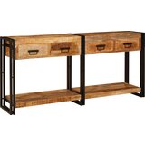 vidaXL Konzolni stolovi 2 pcs Smeđa Čvrsto neobrađeno drvo manga | shoptok.hr