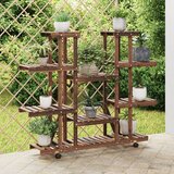 vidaXL Stalak za cvijeće s kotačima 110x25x115 cm od masivne jelovine | shoptok.hr