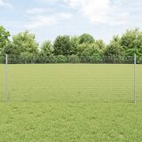 vidaXL varjena žičnata ograja z 22 u stebrički srebrne 0.8x50 m jekla | Shoptok.si