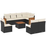 Maison Chic Seti vrtnega pohištva - Vrtna garnitura - Vrtni pohištvo set 9-delna z blazinami črn poli ratan, (21804644) | Shoptok.si