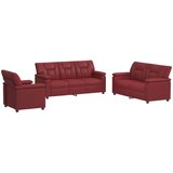  Set sofe 3 pcs Vinska crvena Umjetna koža - boja crnog vina 1-sjedalna + 2-sjedalna (140 cm) + 3-sjedalna | shoptok.hr