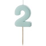 PARTY DECO svečka za rojstni dan numeral 2, svetlo modra, velikost 5,5 cm | Shoptok.si