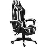 vidaXL racing stol z oporo za noge črno in belo umetno usnje | Shoptok.si