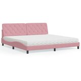 vidaXL Postelja z vzmetnico roza 200x200 cm žamet | Shoptok.si