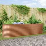 vidaXL Povišano gredo za sajenje Lesen učinek Kovina 320 X 80 X 81 cm | Shoptok.si