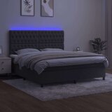  Box spring postelja z vzmetnico LED temno siva 160x200 cm žamet, (20789260) | Shoptok.si