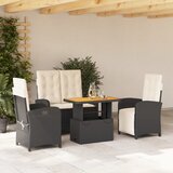  4-dijelni vrtni blagovaonski set od poliratana s jastucima crni | shoptok.hr