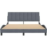 vidaXL Posteljni okvir z vzglavjem temno siv 160x200 cm žamet | Shoptok.si