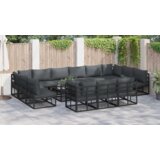 vidaXL Sjedeća garnitura za vrt 14 pcs Crna 70 x 70 x 32 cm Aluminij | shoptok.hr