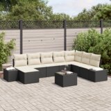 vidaXL 8-delni set vrtnih kavčev z blazinami rjavega poli ratana | Shoptok.si