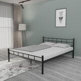 Hanah home Črna kovinska zakonska postelja z letvenim dnom 160x200 cm K70 – Cene