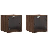  Noćni ormarići staklena vrata 2 kom boja hrasta 35x37x35 cm | shoptok.hr