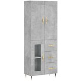 VidaXL Visoka komoda siva betona 69 5x34x180 cm od konstruiranog drva Slike