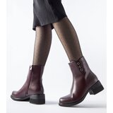 Gemre Burgundy insulated ankle boots with rhinestones natural leather Insignia | ePonuda.com