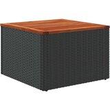 vidaXL Vrtna miza črna 55x55x37 cm poli ratan in akacijev les | Shoptok.si