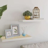 vidaXL Stenske police 2 kosa barva hrasta in bela 60x23,5x3,8 cm MDF | Shoptok.si