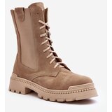 Kesi Suede Women's Lace-up Work Boots Beige Nicole | Shoptok.si