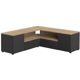 TemaHome Črna/v naravni barvi TV omarica v hrastovem dekorju 130x46 cm Angle – Cene