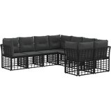  Set vanjskih sofa s jastukom 8 pcs Crna i tamno siva Poliester | shoptok.hr