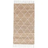 Bela/v naravni barvi ročno tkana preproga iz jute 70x140 cm Shaila –