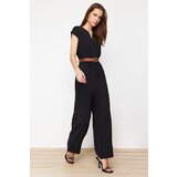 Trendyol Black Belted Double Breasted Collar Sleeveless Maxi Woven Jumpsuit cene