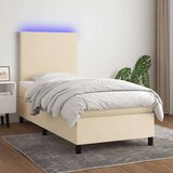 Box spring s madracem LED krem 90x200 cm od tkanine Cijene