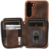 INORCO Za Samsung Galaxy S23+ Etui za telefon z držalom za kartico z zadrgo, z usnjem prevlečen TPU ovitek s stojalom in trakovi, (22035589) | Shoptok.si