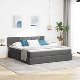  LED krevet za pohranu s madracem Tamnosiva 180 x 200 cm Tkanina | shoptok.hr