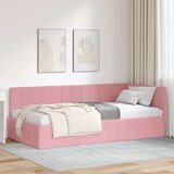 vidaXL Kutni okvir kreveta s uzglavljem Ružičasta 100 x 200 cm Baršun | shoptok.hr